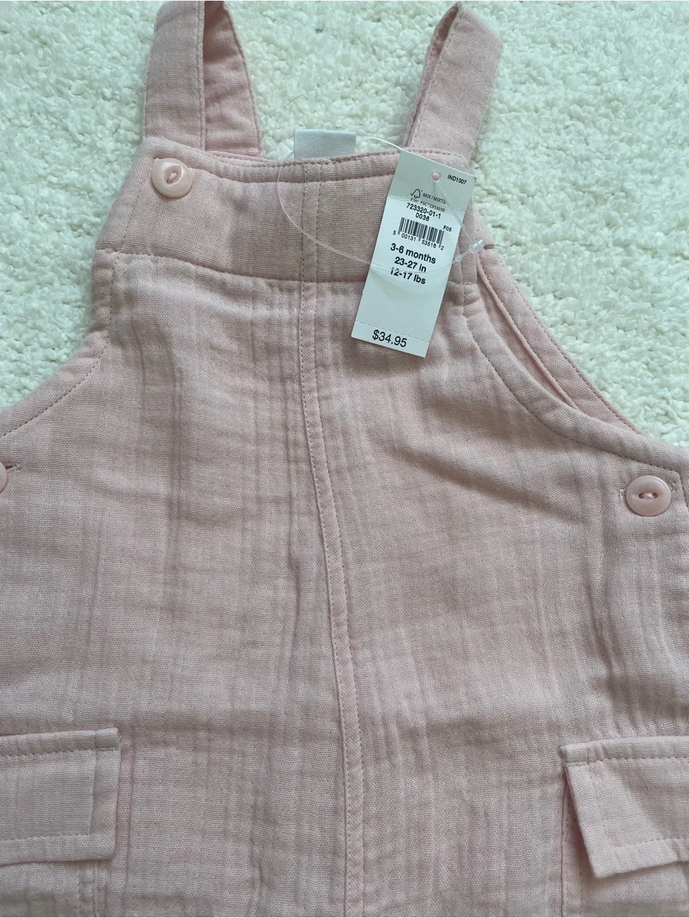 GAP Dusty Pink Cotton Baby Overalls - Picture 2 of 3